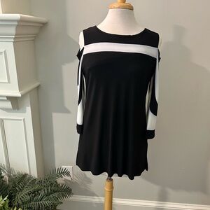 Linea Domani Black and White Cold Shoulder Long Sleeved Dress Size SP